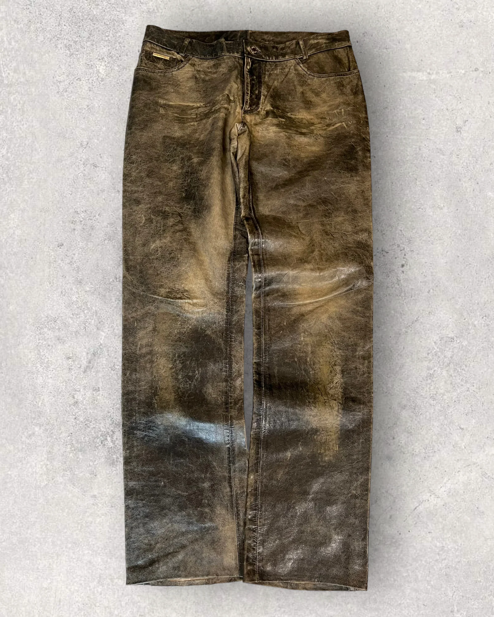 00s Roberto Cavalli Brigand Marble Leather Pants (L) - Image 10