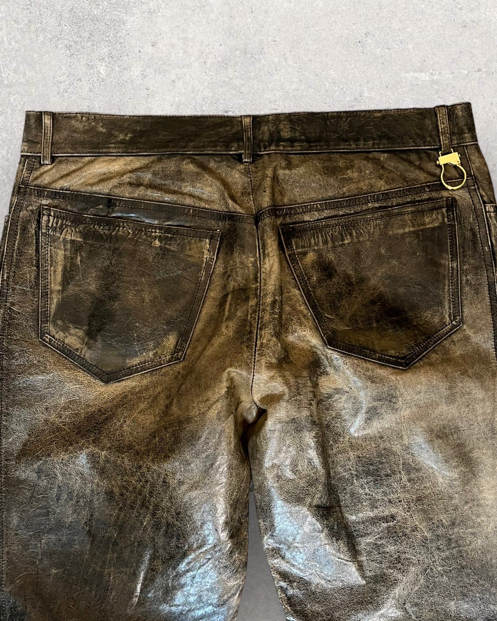 00s Roberto Cavalli Brigand Marble Leather Pants (L) - Image 8