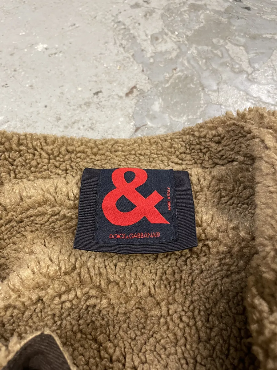 1990s Dolce & Gabbana Brown Long Shearling Jacket - Image 7