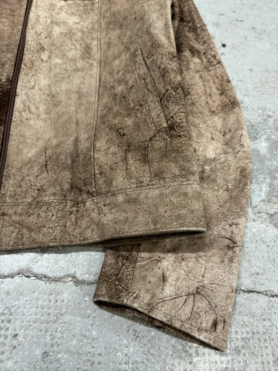 1990s Italian Artisanal Eroded Leather Jacket - Image 10