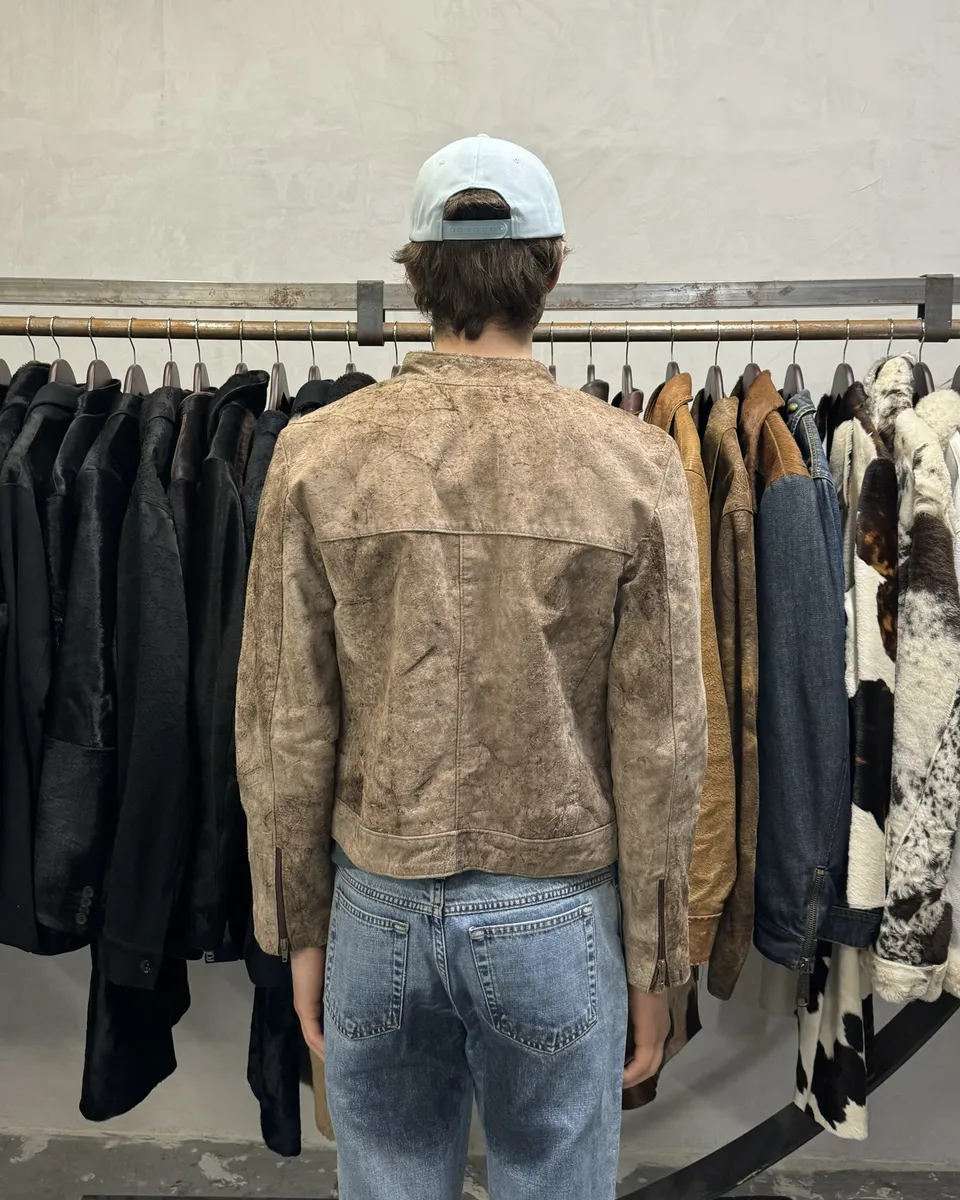 1990s Italian Artisanal Eroded Leather Jacket - Image 4