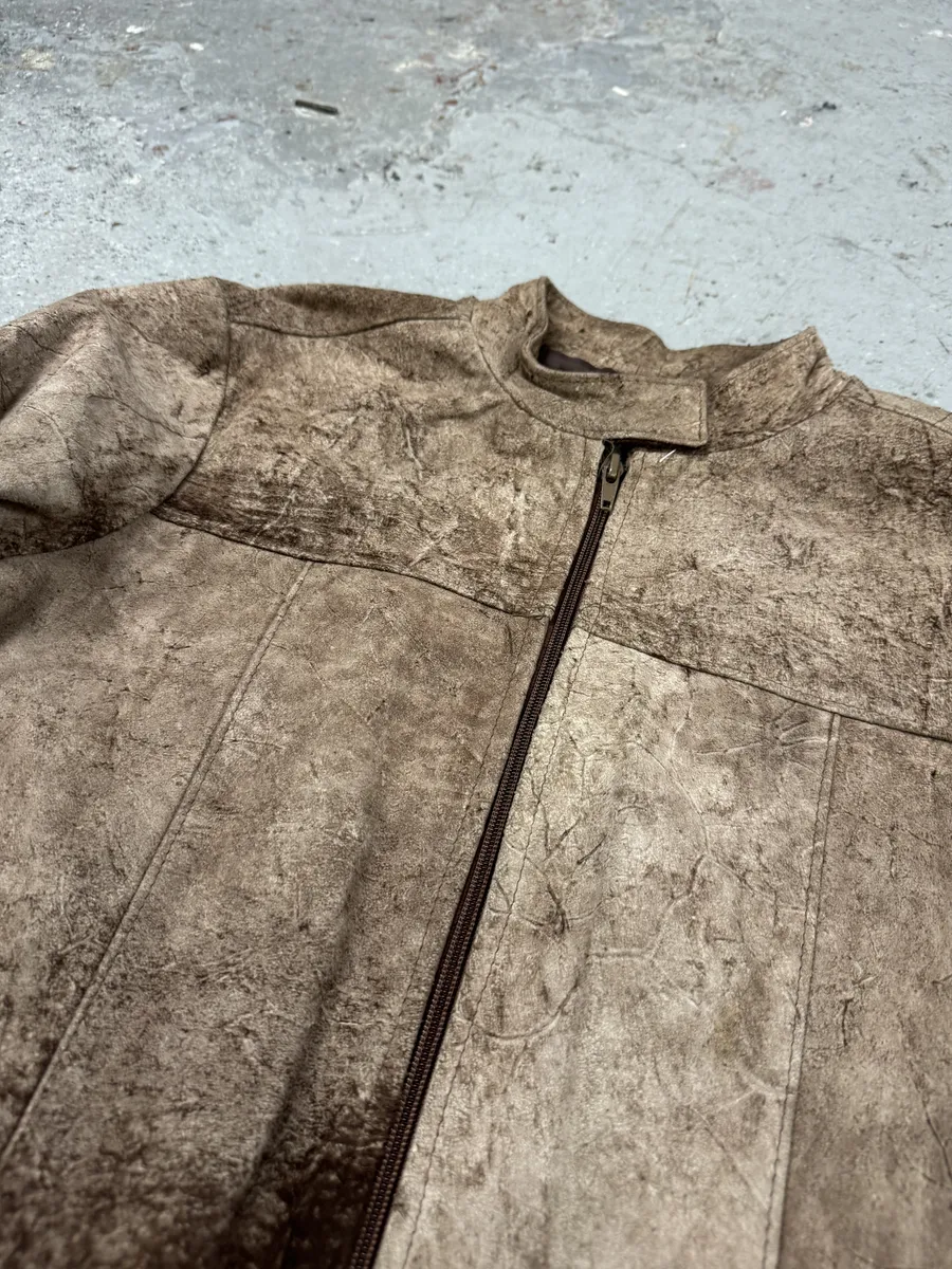 1990s Italian Artisanal Eroded Leather Jacket - Image 5