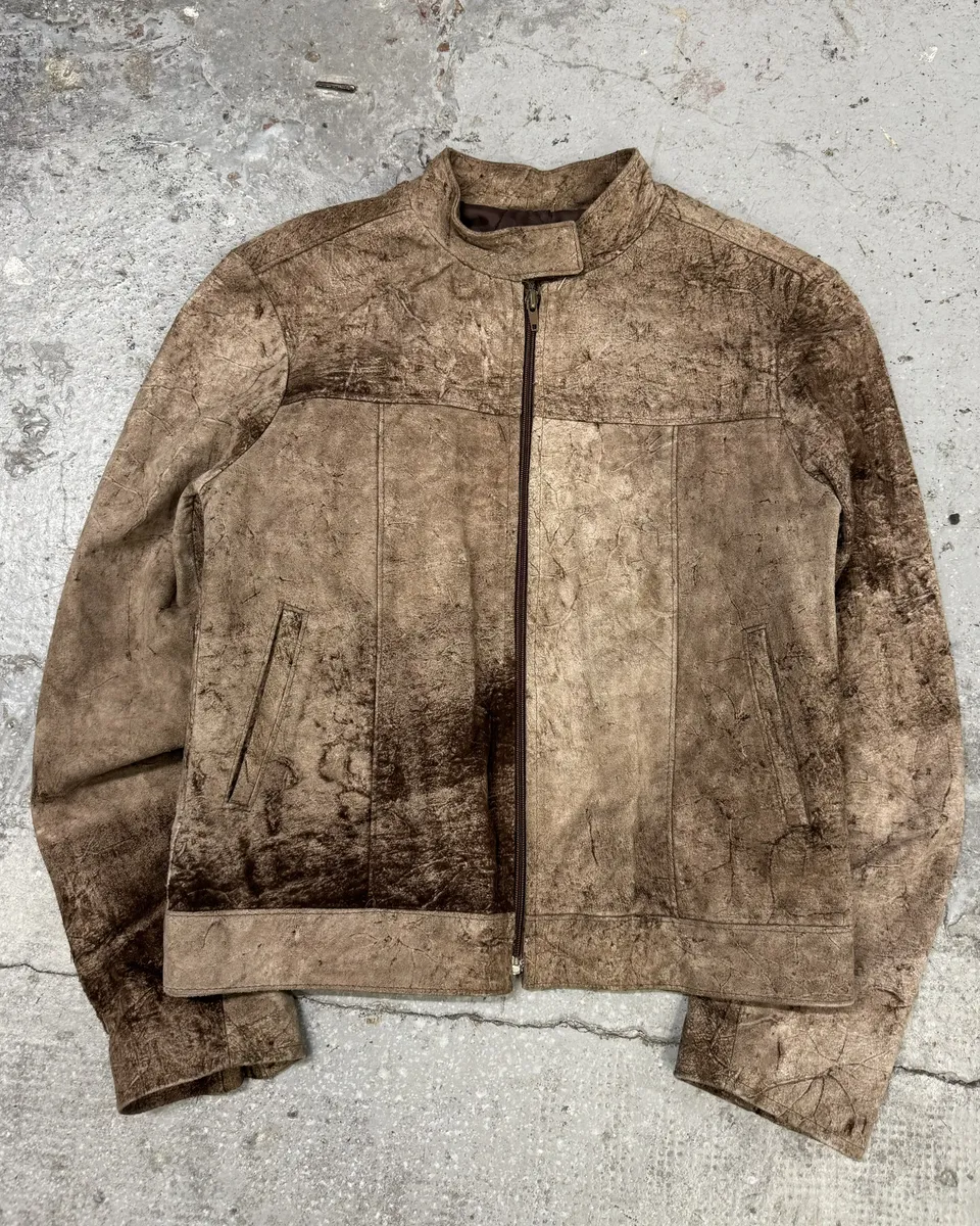 1990s Italian Artisanal Eroded Leather Jacket - Image 6