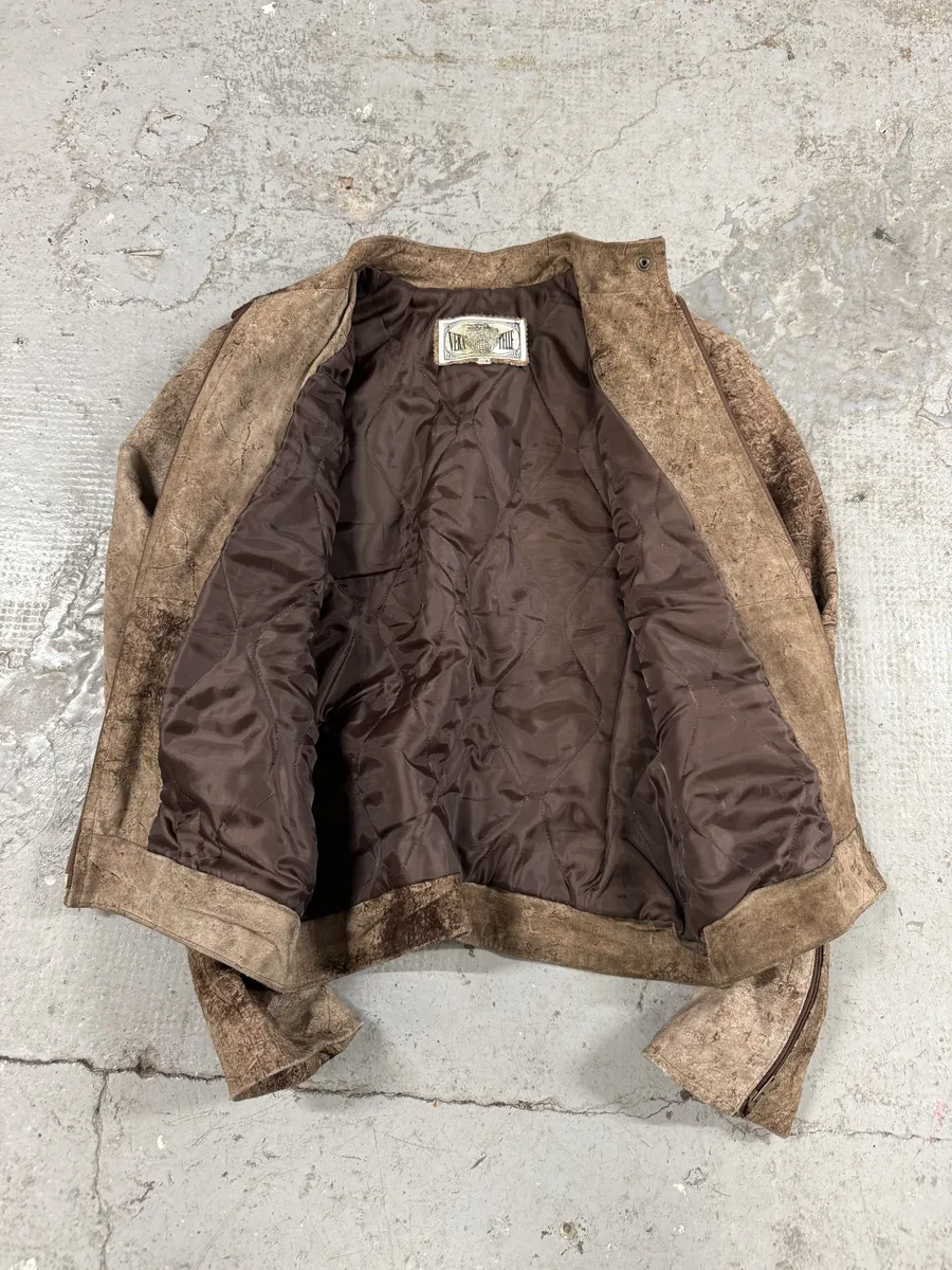 1990s Italian Artisanal Eroded Leather Jacket - Image 9