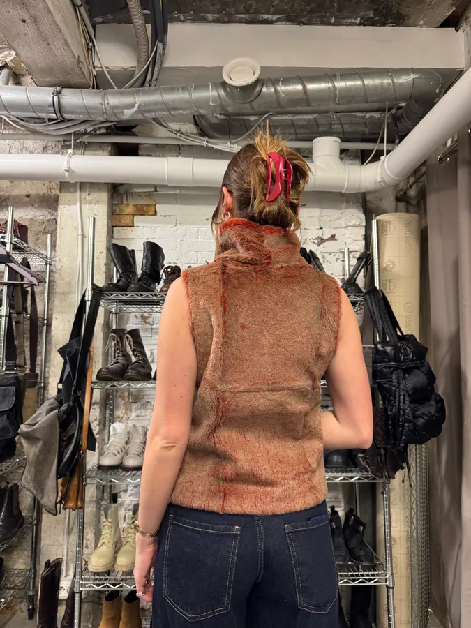 1990s Plein Sud Iridescent Fur Effect Sleeveless Turtleneck - Image 3