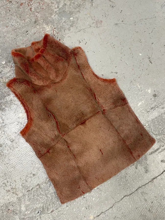 1990s Plein Sud Iridescent Fur Effect Sleeveless Turtleneck - Image 5