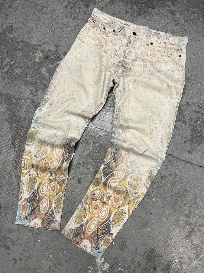 1990s Roberto Cavalli Eroded Baroque White Pants - Image 5