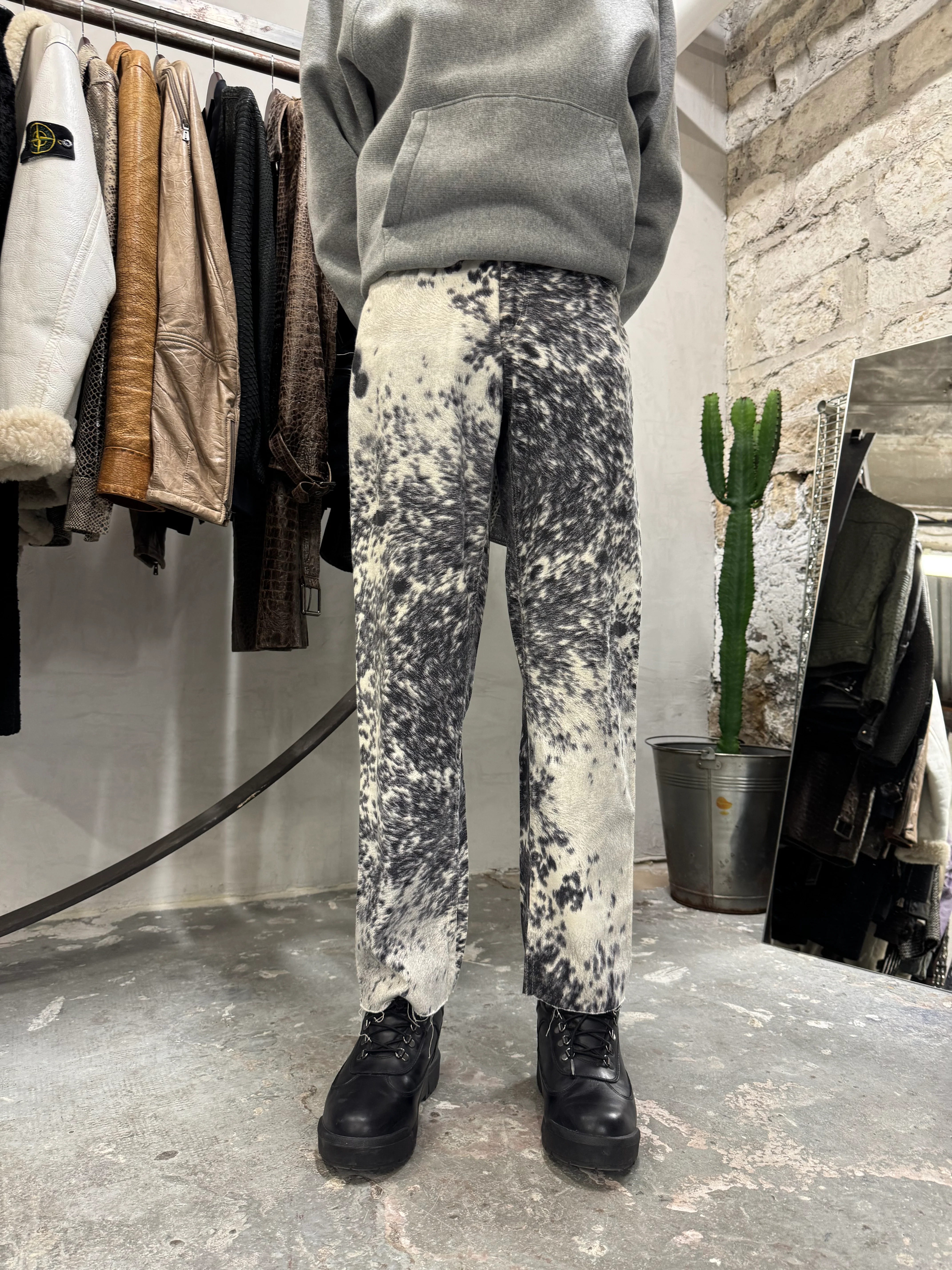 FW1999 Roberto Cavalli Furry Cowprint Movement Pants - Image 6