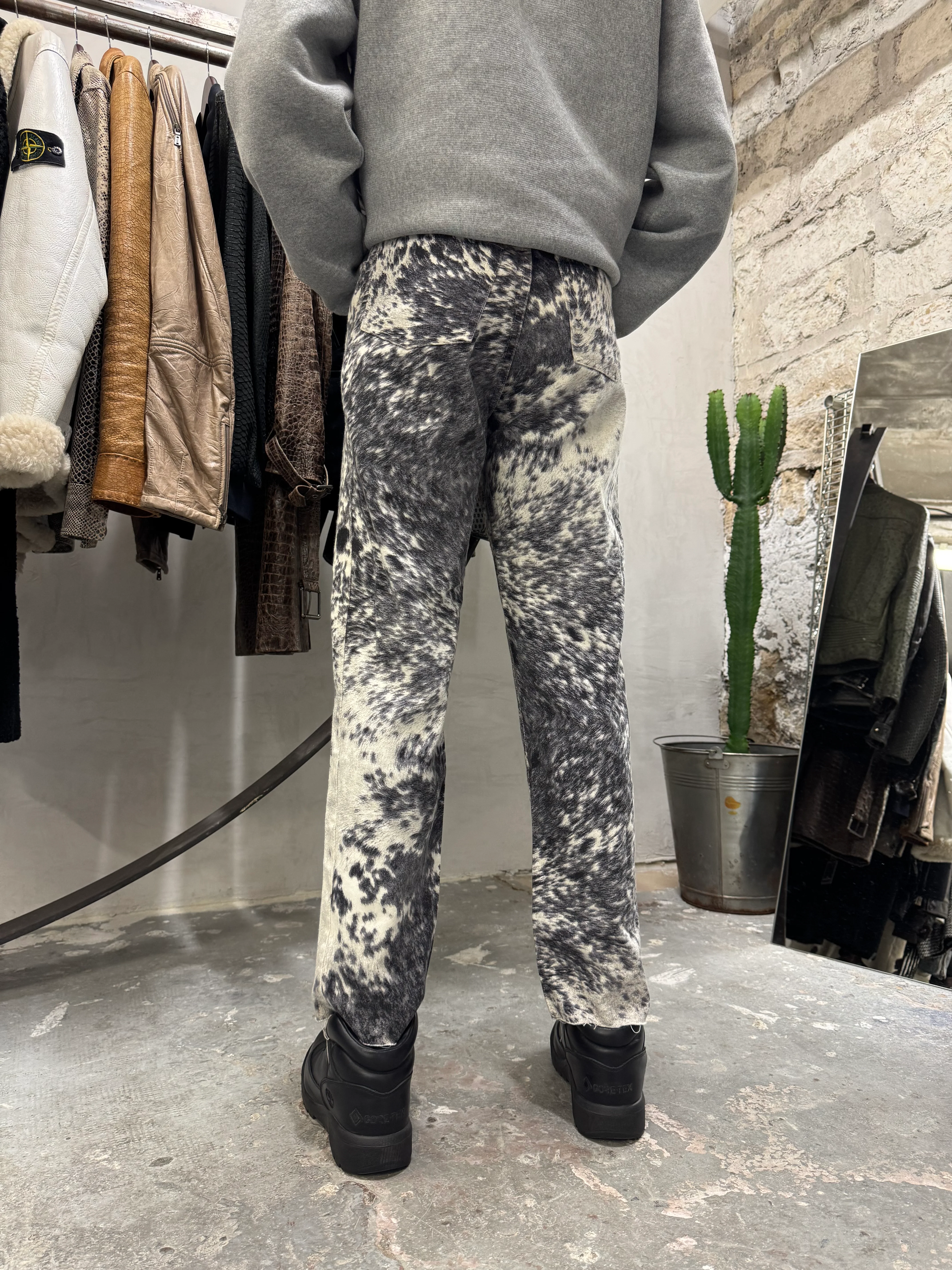 FW1999 Roberto Cavalli Furry Cowprint Movement Pants - Image 8