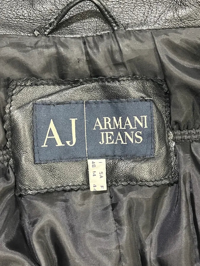 2000s Armani Black Leather Puffer Obscure Jacket - Image 10