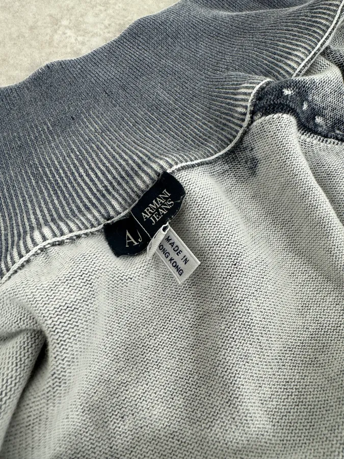 2000s Armani Blue Checkered Golf Zip-up Sweater - Image 10