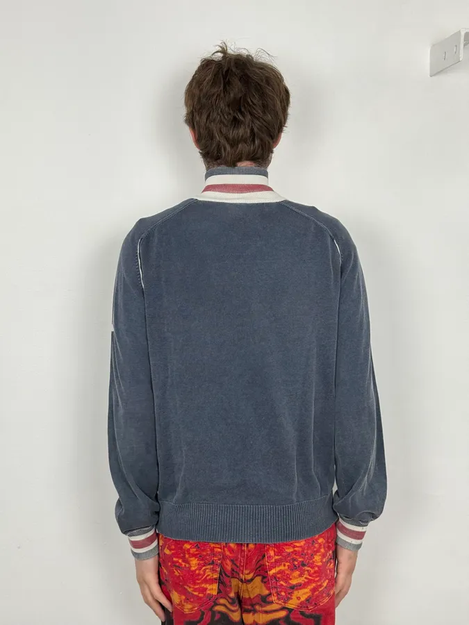 2000s Armani Blue Checkered Golf Zip-up Sweater - Image 3