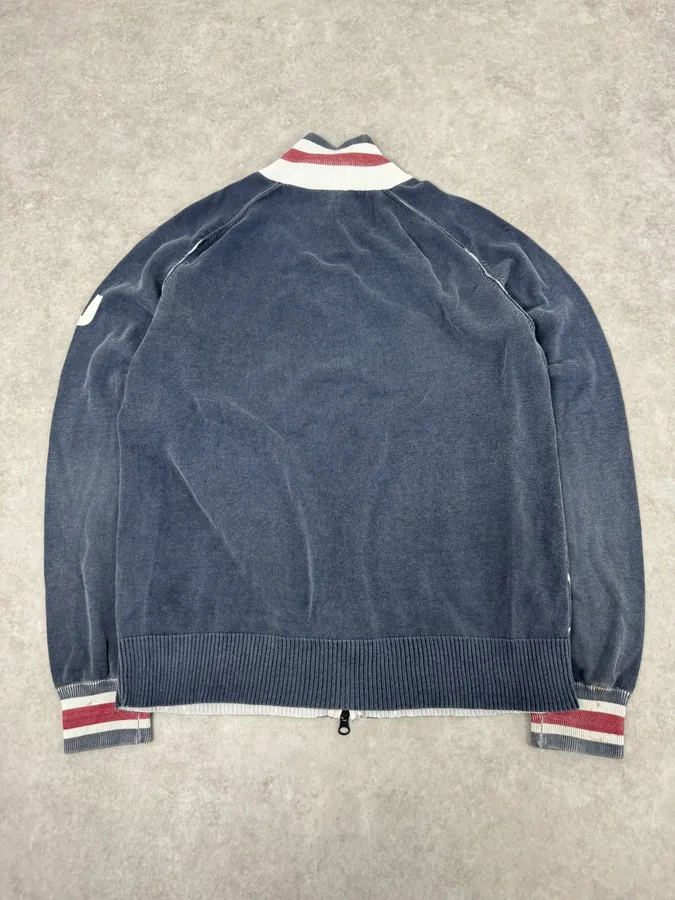 2000s Armani Blue Checkered Golf Zip-up Sweater - Image 7