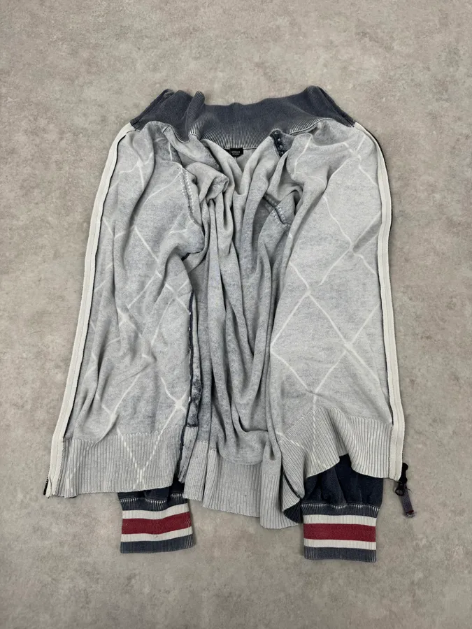 2000s Armani Blue Checkered Golf Zip-up Sweater - Image 8