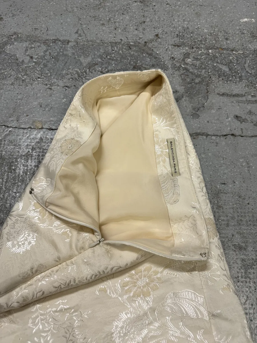 2000s Balenciaga Flowers Cream Beige Skirt - Image 3