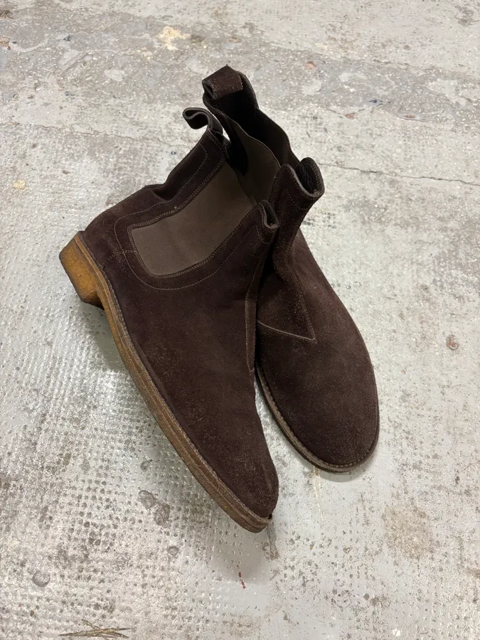 2000s Bottega Veneta Black Suede Leather Ankle Boots - Image 5