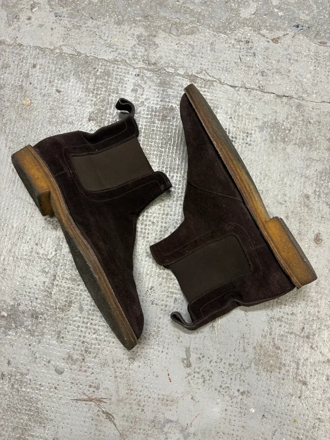 2000s Bottega Veneta Black Suede Leather Ankle Boots - Image 6