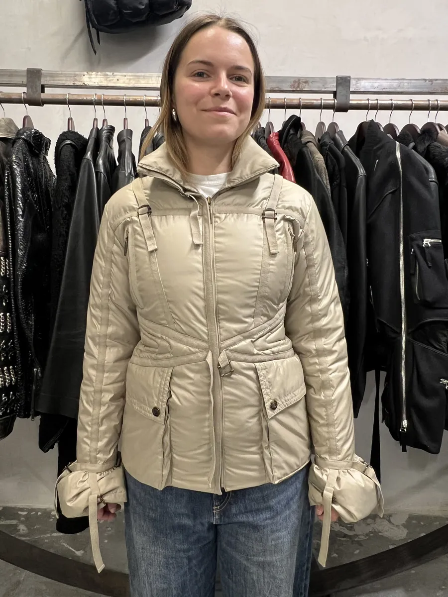2000s Cavalli Beige Harness Puffer Bondage Jacket - Image 3
