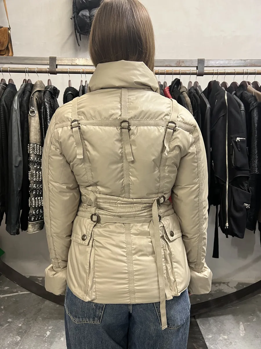 2000s Cavalli Beige Harness Puffer Bondage Jacket - Image 4
