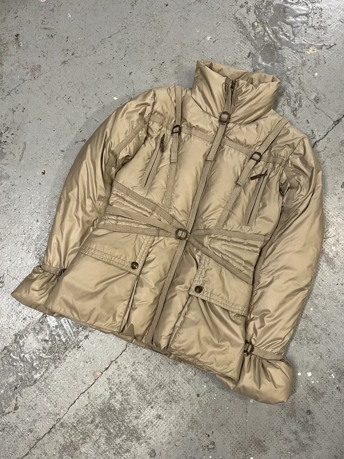 2000s Cavalli Beige Harness Puffer Bondage Jacket - Image 5