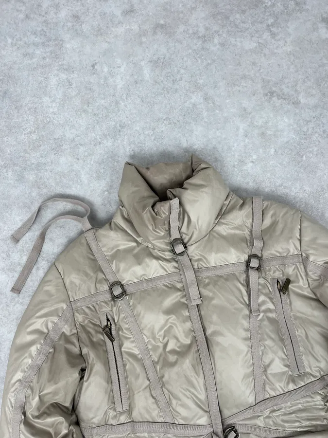 2000s Cavalli Beige Parachute Bondage Harness Puffer Jacket - Image 5