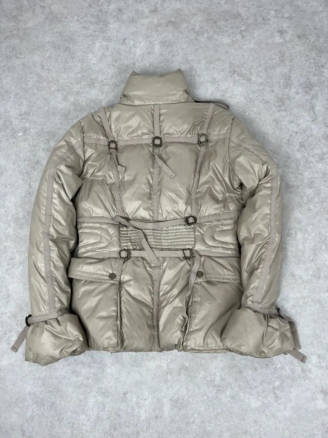 2000s Cavalli Beige Parachute Bondage Harness Puffer Jacket - Image 6