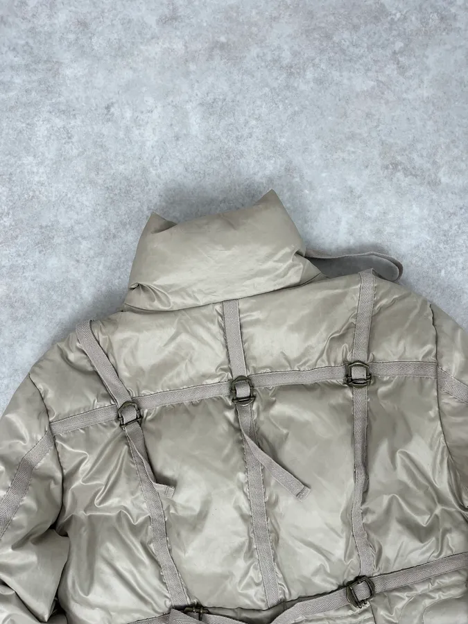 2000s Cavalli Beige Parachute Bondage Harness Puffer Jacket - Image 7