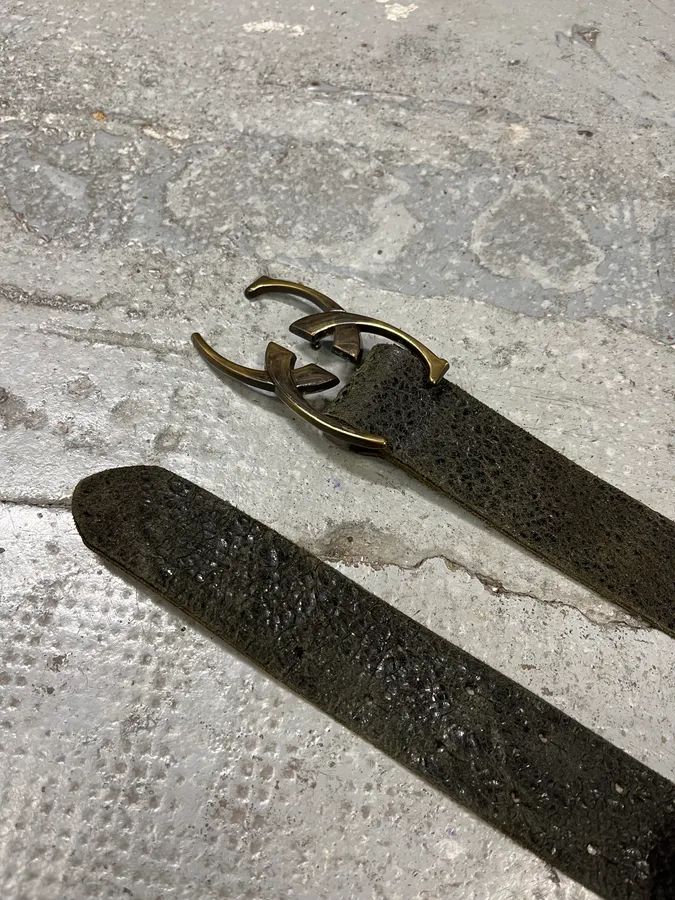 2000s Cavalli Black Eroded Leather Belt - Image 3