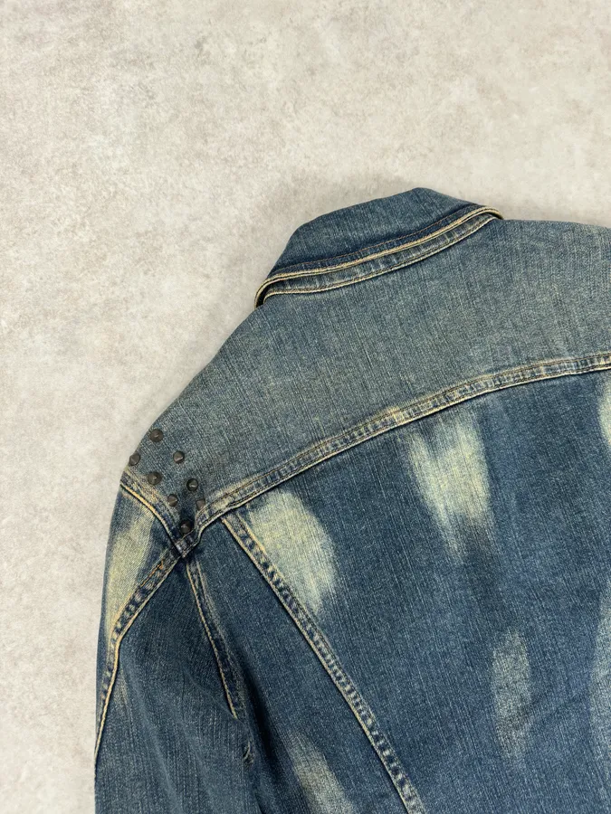 2000s Cavalli Blue Studded Denim Jacket - Image 6
