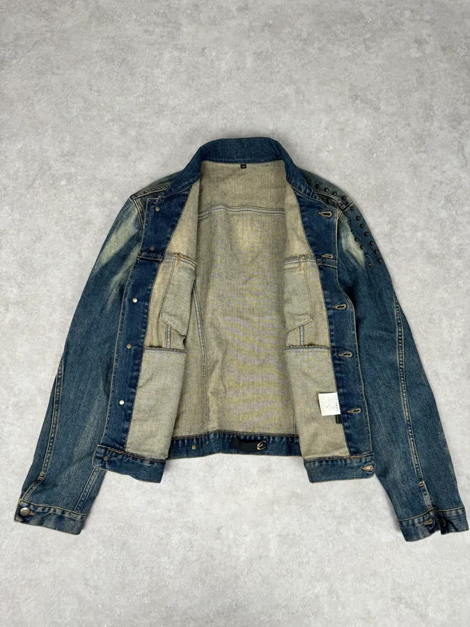 2000s Cavalli Blue Studded Denim Jacket - Image 7