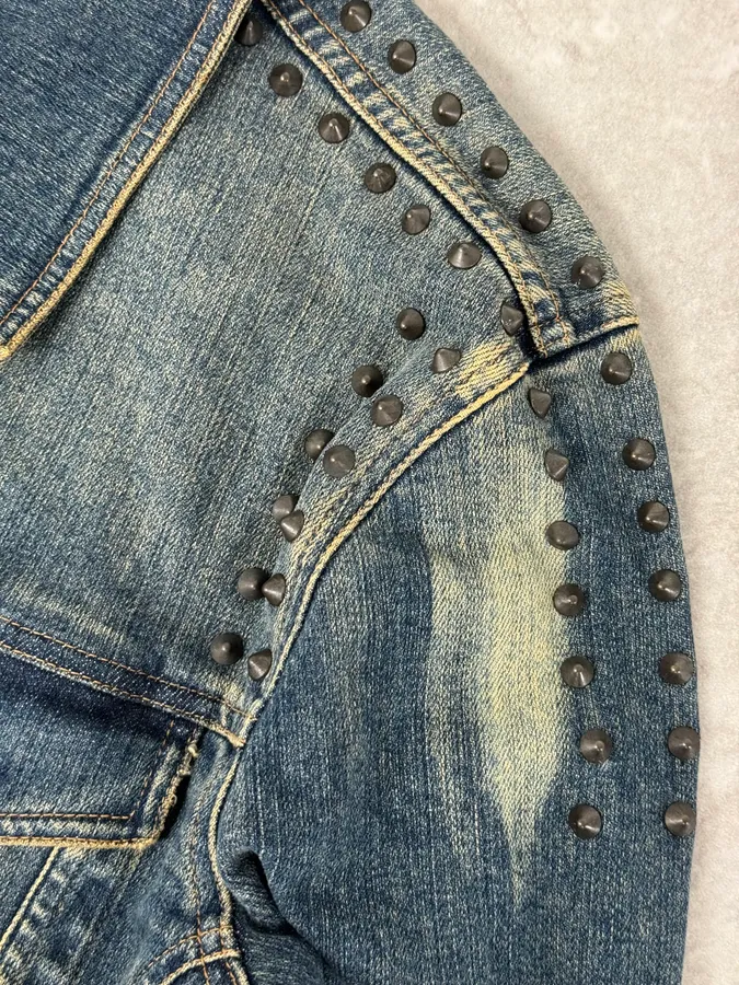 2000s Cavalli Blue Studded Denim Jacket - Image 8