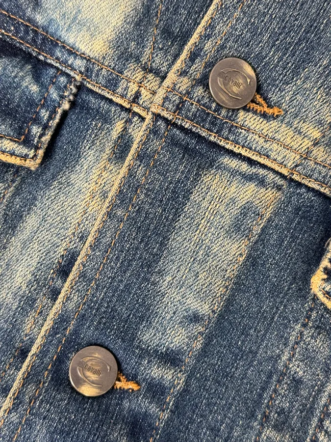 2000s Cavalli Blue Studded Denim Jacket - Image 9