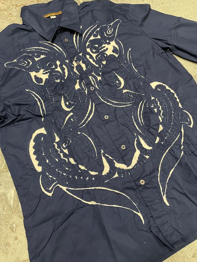 2000s Cavalli Imperial Birds Embroideries Shirt - Image 8