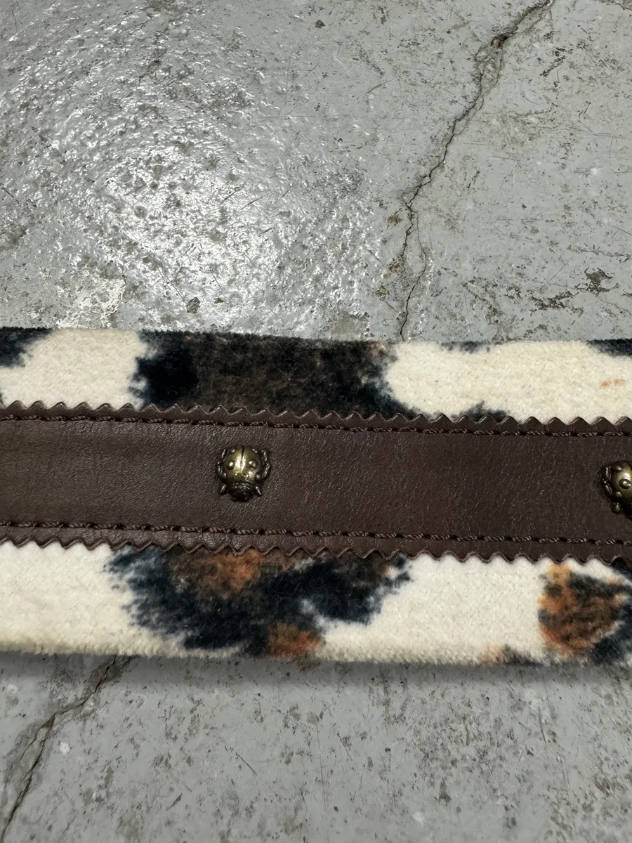 2000s Cavalli Pony Hair Caw Print Leather Embellished Belt - Image 3