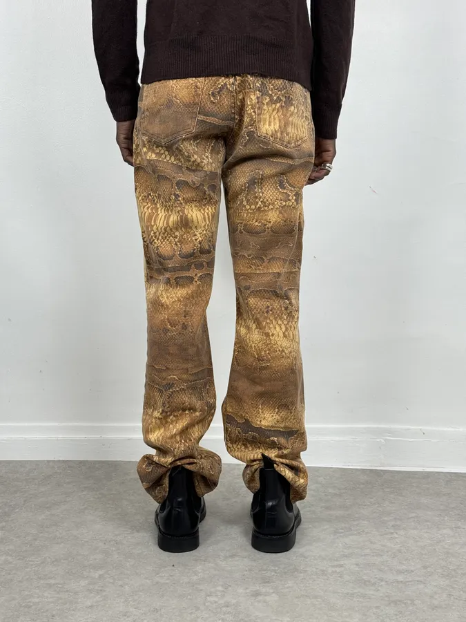 2000s Cavalli Python Snake Brown Pants - Image 3