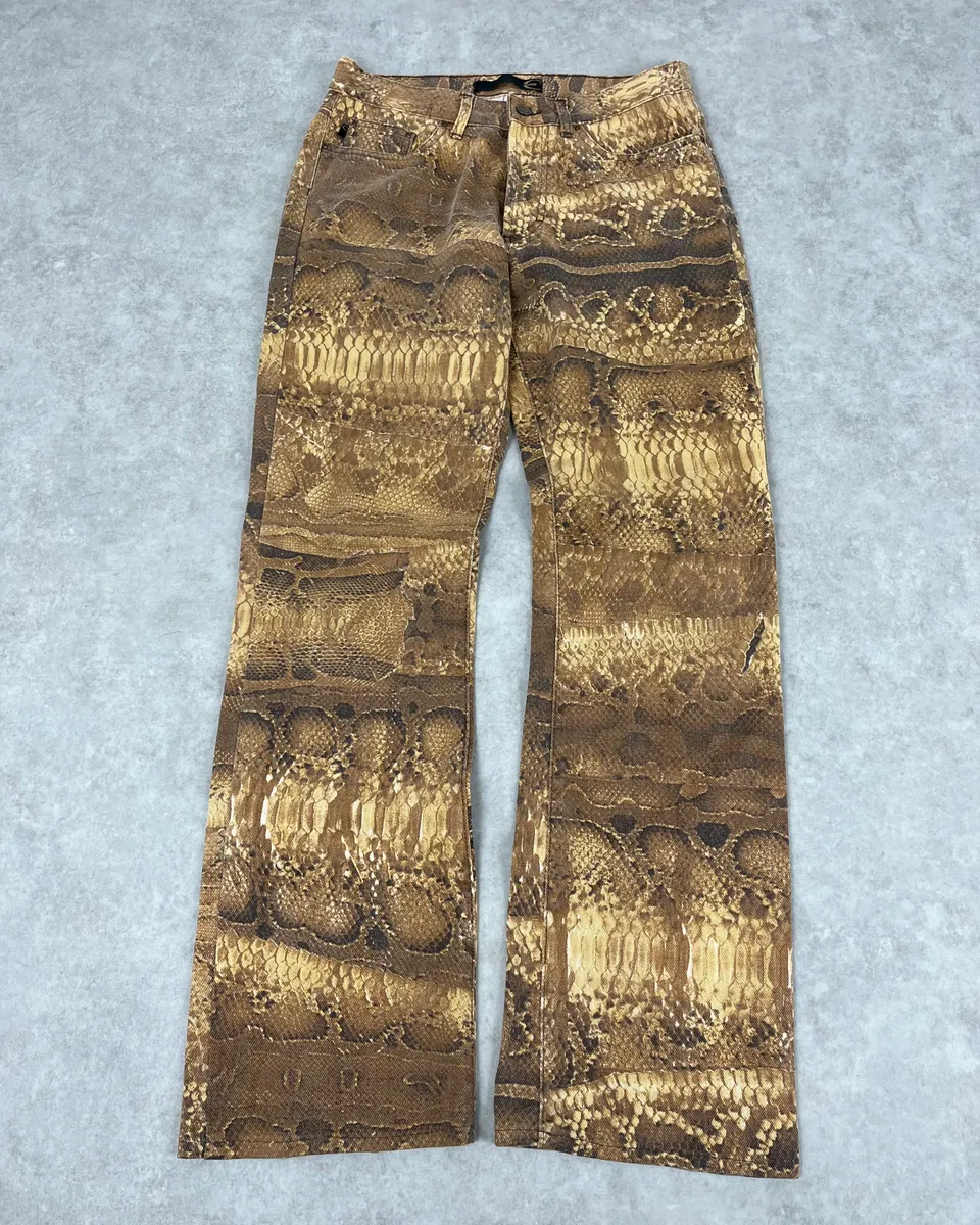 2000s Cavalli Python Snake Brown Pants - Image 4