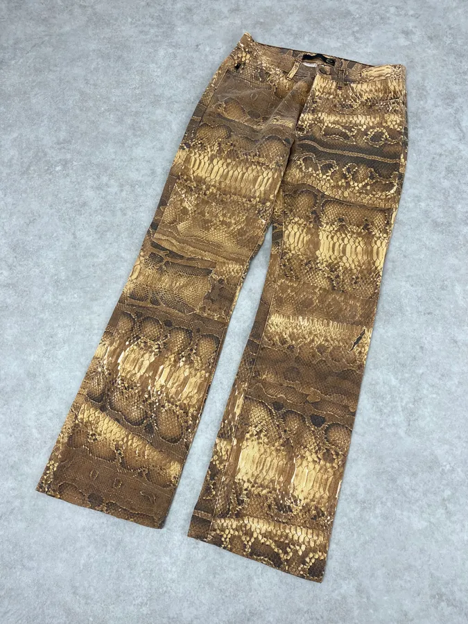 2000s Cavalli Python Snake Brown Pants - Image 6