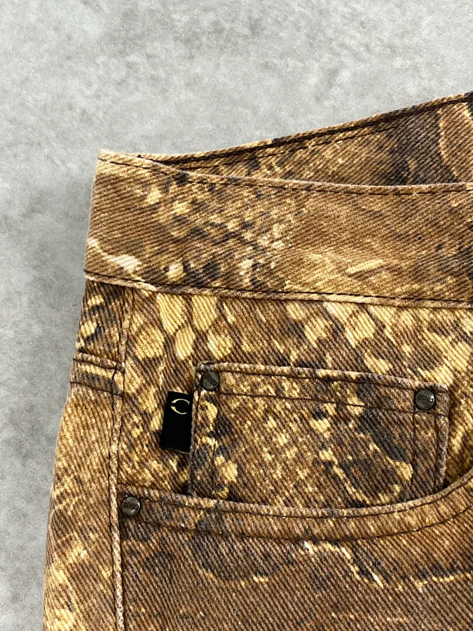 2000s Cavalli Python Snake Brown Pants - Image 9