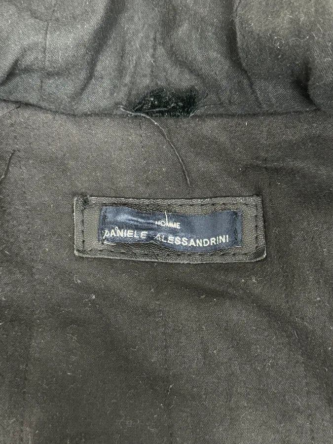 2000s Daniele Alessandrini Avant-Garde Black Leather Hooded Jacket - Image 8