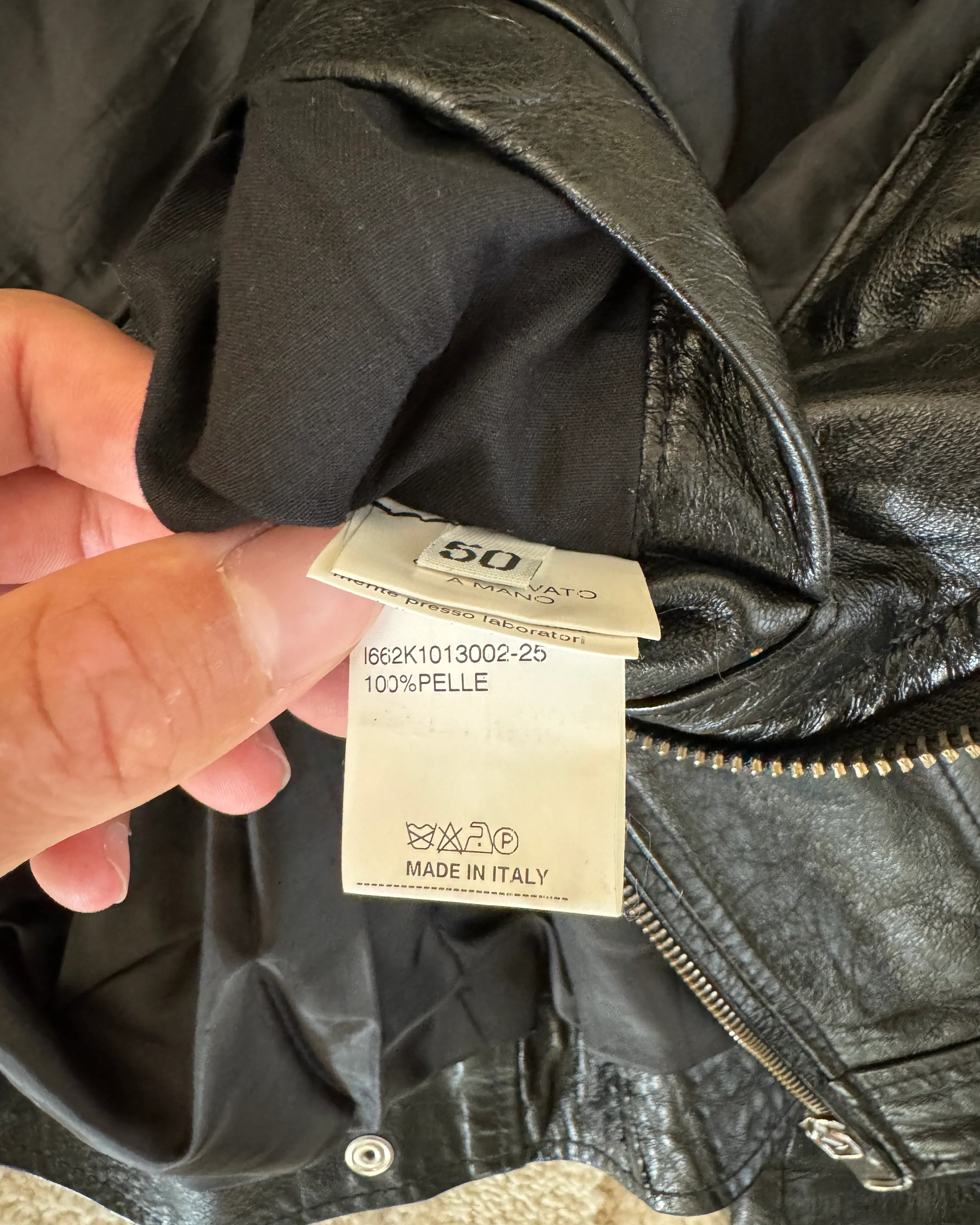 2000s Daniele Alessandrini Minimalist Leather Jacket (L) - Image 6