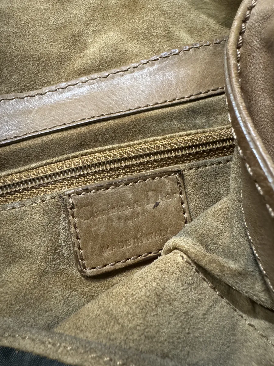 2000s Dior Camel Leather Hobo Cabas Handle Bag - Image 10