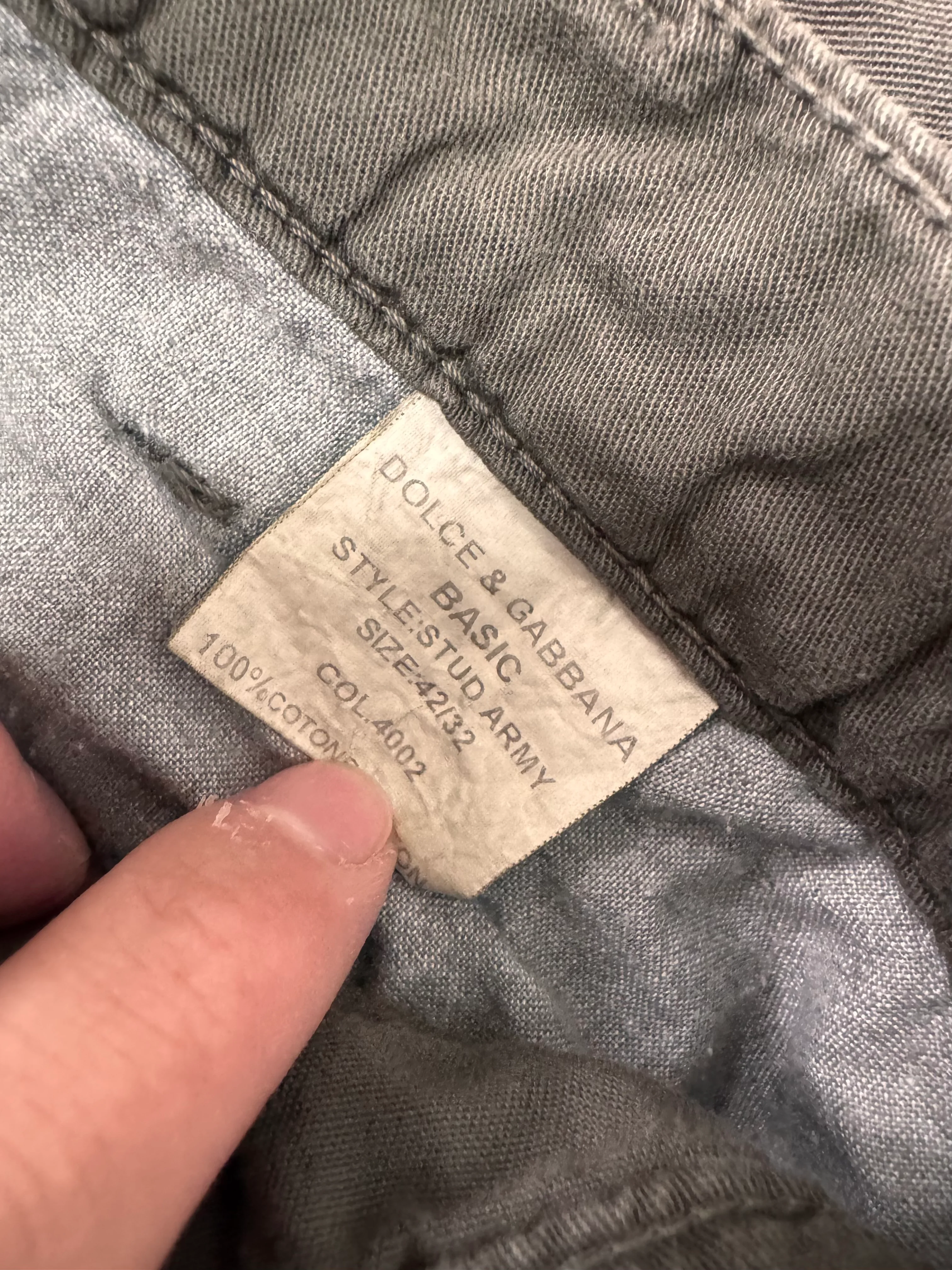 2000s Dolce & Gabbana Basic Studded Cargo Olive Pants - Image 7