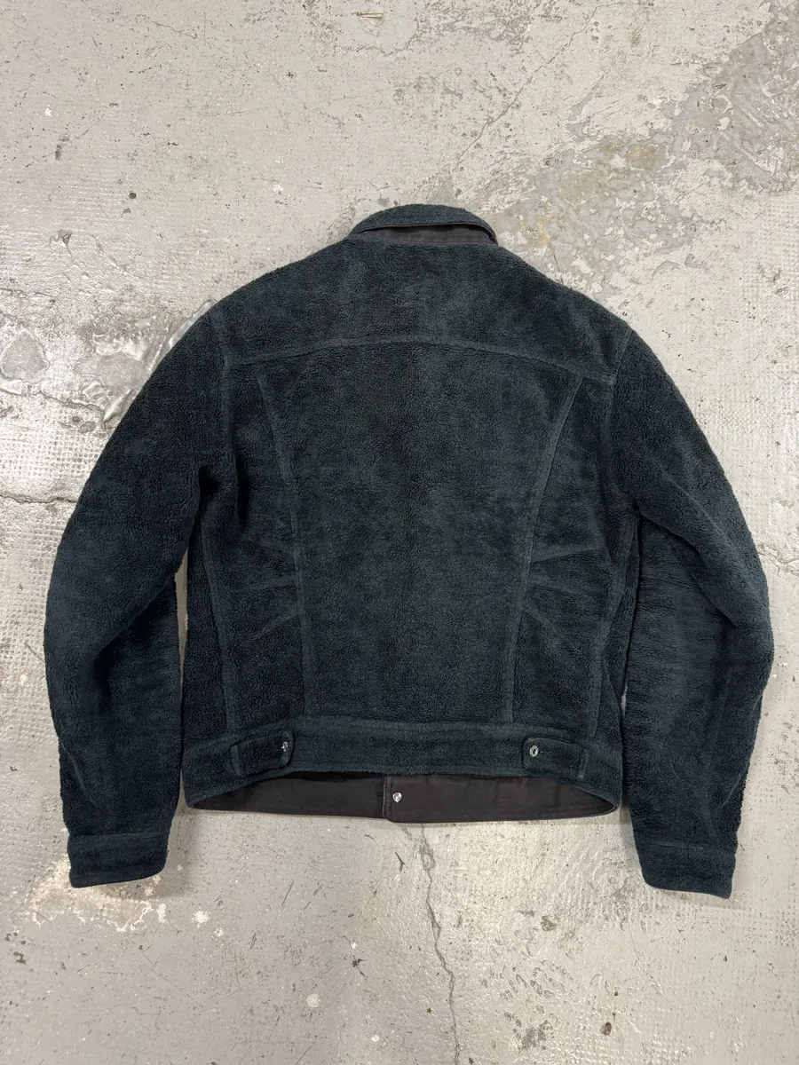 2000s Dolce & Gabbana Black Plush Fleece Trucker Jacket - Image 4