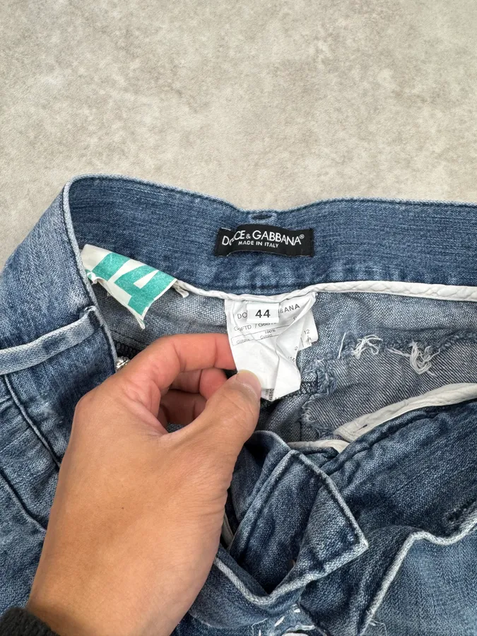 2000s Dolce & Gabbana Blue Destroyed Denim Jeans - Image 12