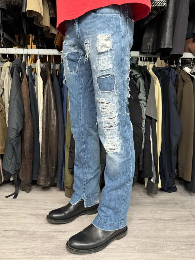 2000s Dolce & Gabbana Blue Destroyed Denim Jeans - Image 4