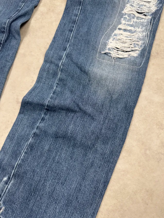 2000s Dolce & Gabbana Blue Destroyed Denim Jeans - Image 7