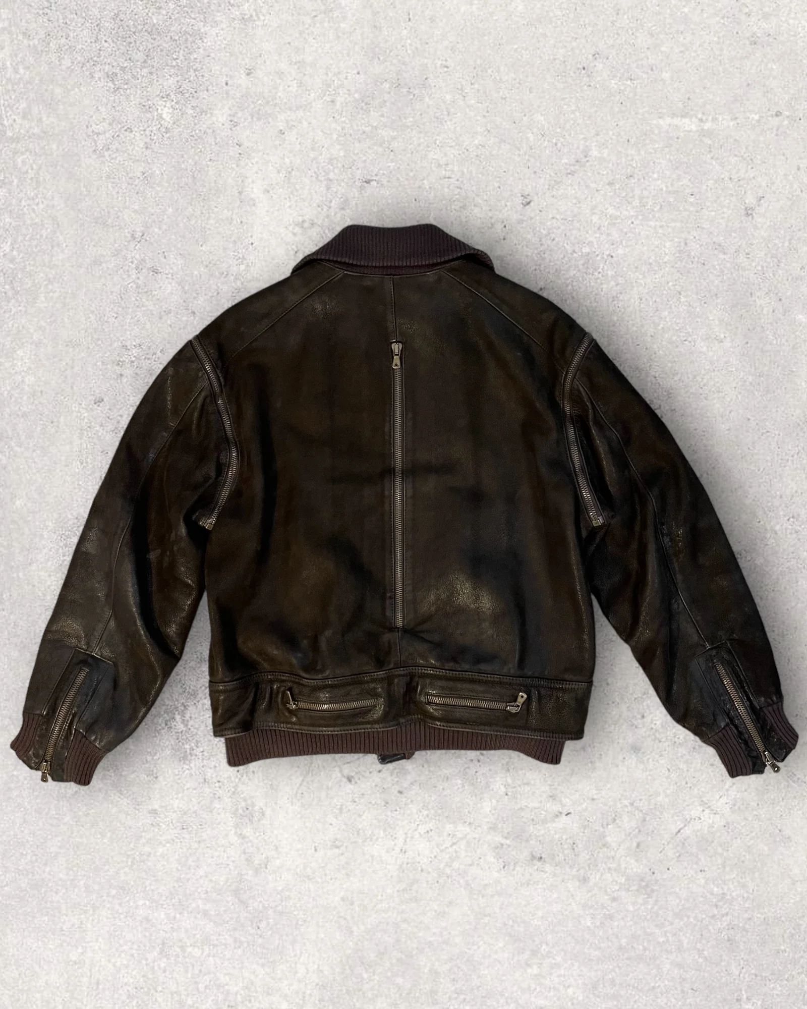 AW2003 Dolce & Gabbana Leather Aviator Bomber Jacket with Detachable Arms - Image 3