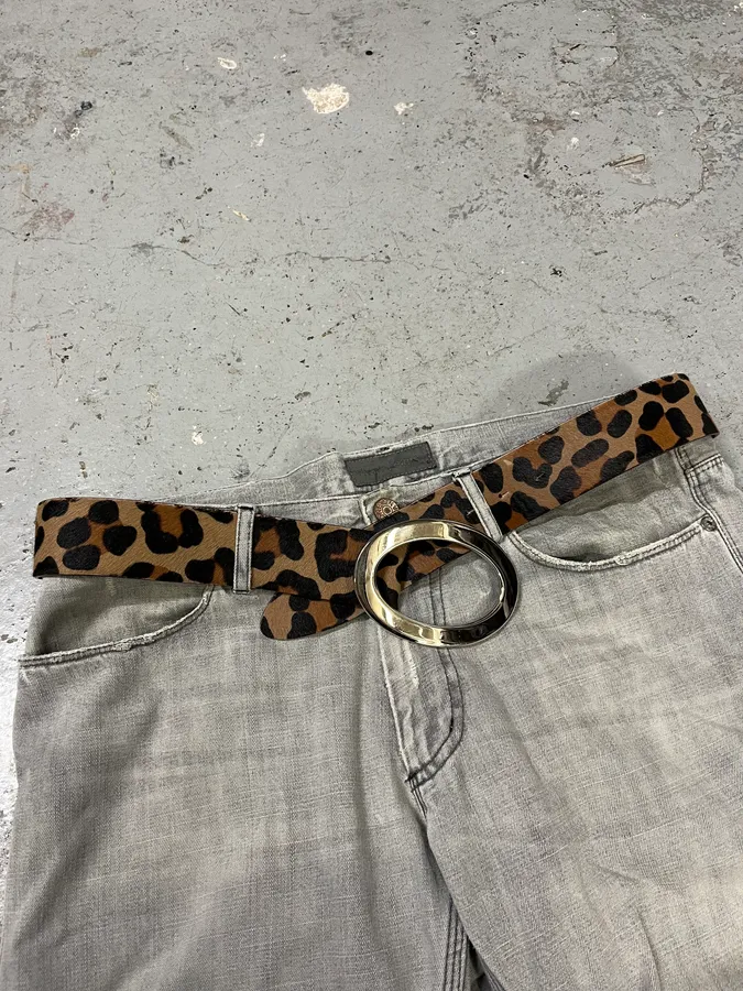 2000s Dolce & Gabbana Pony Hair Leopard Leather Belt - Image 11