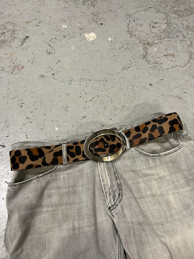 2000s Dolce & Gabbana Pony Hair Leopard Leather Belt - Image 12