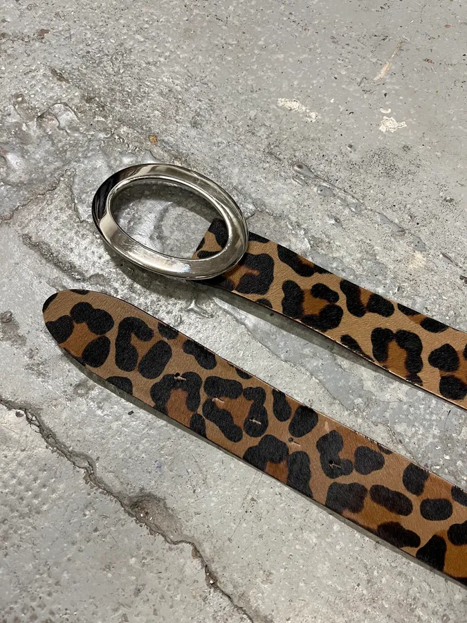 2000s Dolce & Gabbana Pony Hair Leopard Leather Belt - Image 3